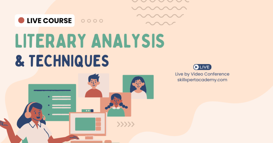 Cream and Dark Green Illustration English Course Facebook Post